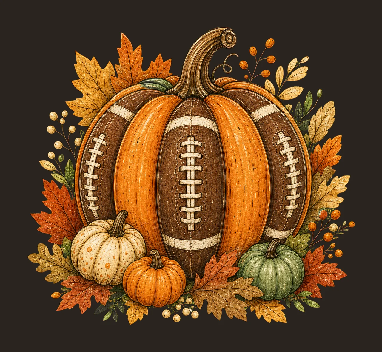 Football Fall Pumpkin Vintage Cozy Fall Shirt Variation D contrast preview thumbnail