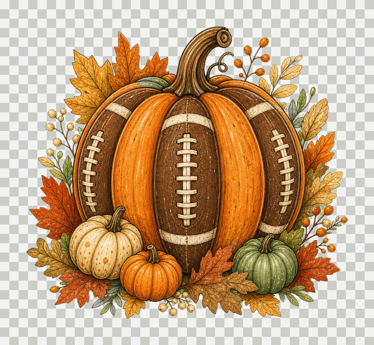 Football Fall Pumpkin Vintage Cozy Fall Shirt Variation D transparency and detail preview thumbnail