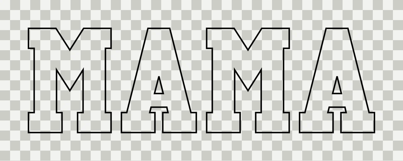 Mama White Letters Black Outline transparency and detail preview thumbnail