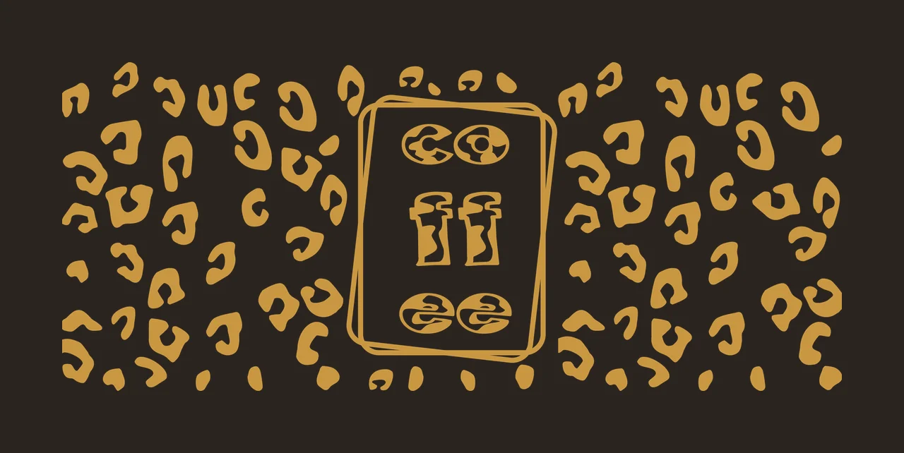 Can Glass Wrap Coffee Text Inside Leopard Print framed black contrast preview thumbnail