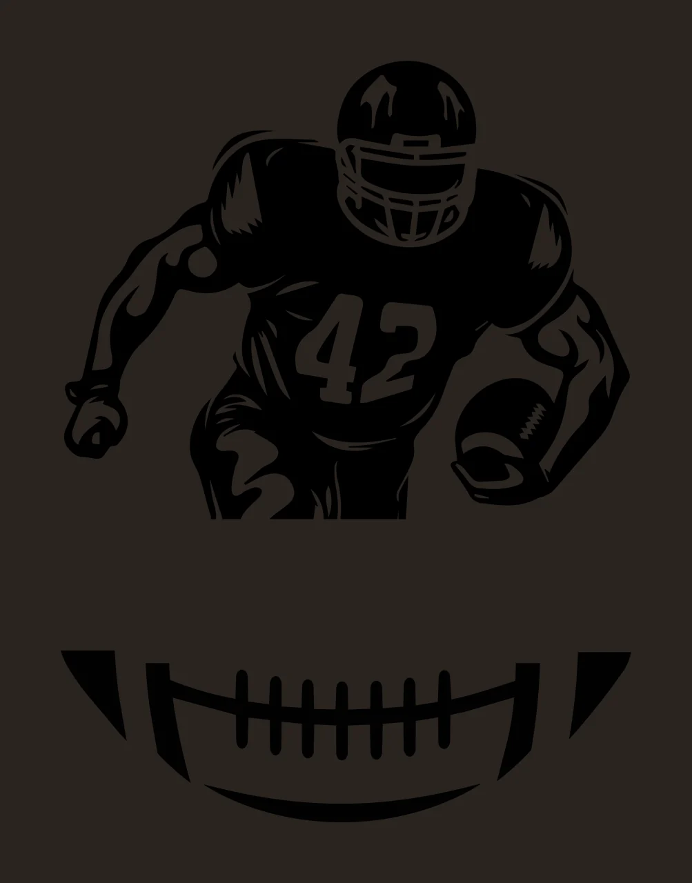 42 Football Player Silhouette With Ball running helmet number contrast preview thumbnail