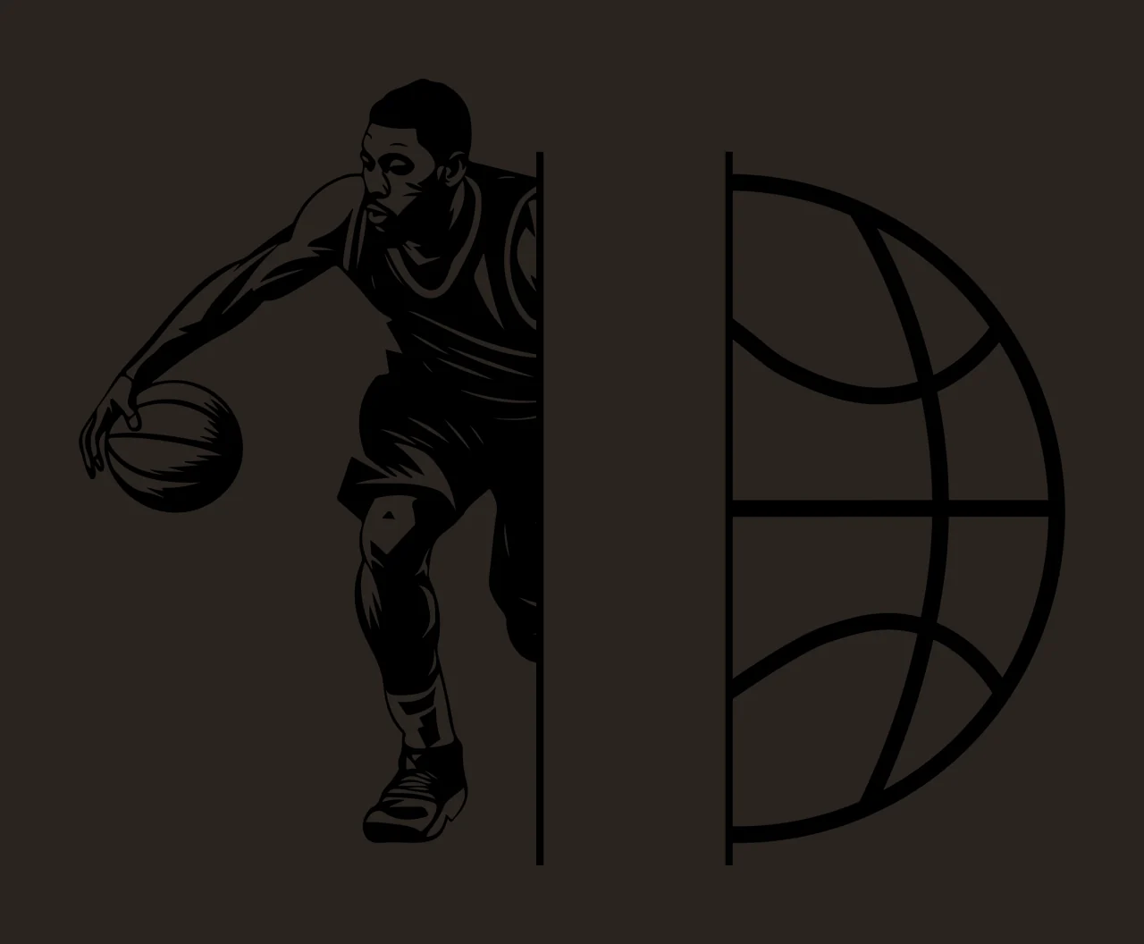 Ball Basketball Player Dribbling Silhouette hoop net black contrast preview thumbnail