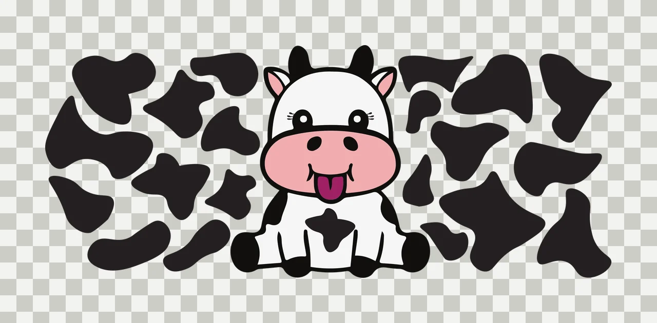 Cow Can Glass Wrap Pattern Border With Calf sitting print flat transparency and detail preview thumbnail