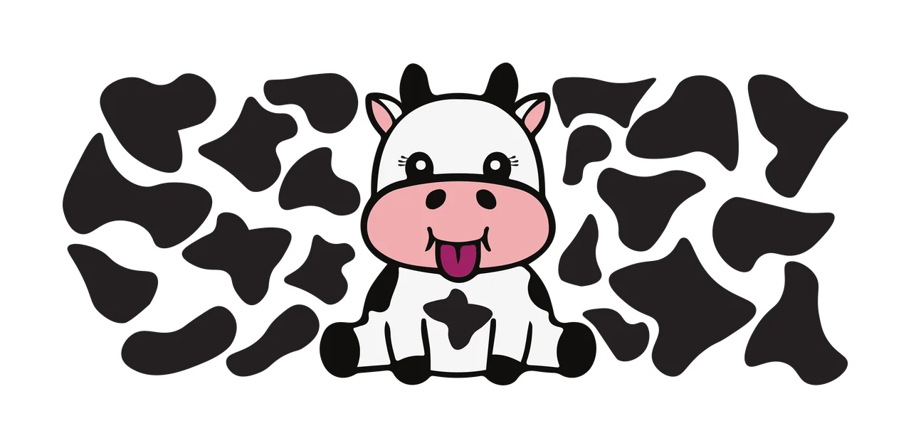 Cow Can Glass Wrap Pattern Border With Calf sitting print flat