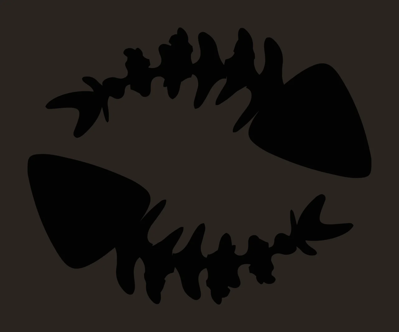 Bones Two Mirrored Fish Skeletons Arranged heads silhouette contrast preview thumbnail