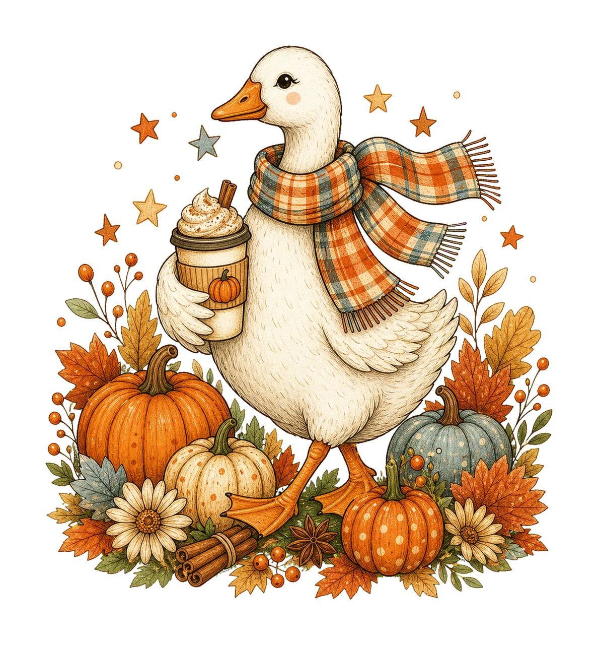 Preppy Fall Goose Coquette Autumn Pumpkin Spice Variation B