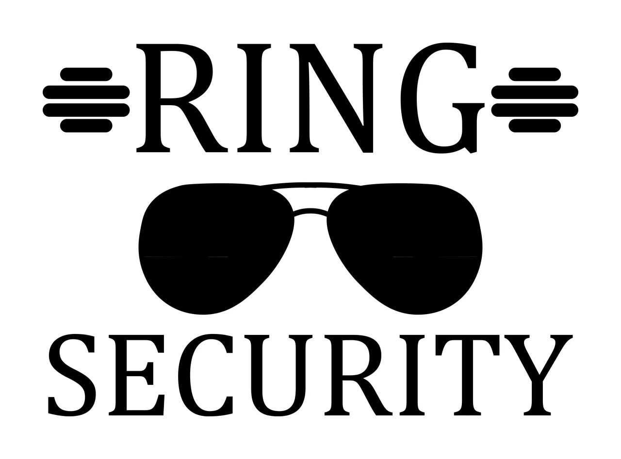Ring Security Sunglasses Text Graphic bars minimalist black