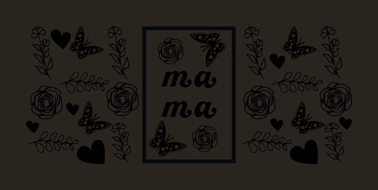 Can Glass Wrap Mama Framed Text With Flowers butterflies hearts contrast preview thumbnail