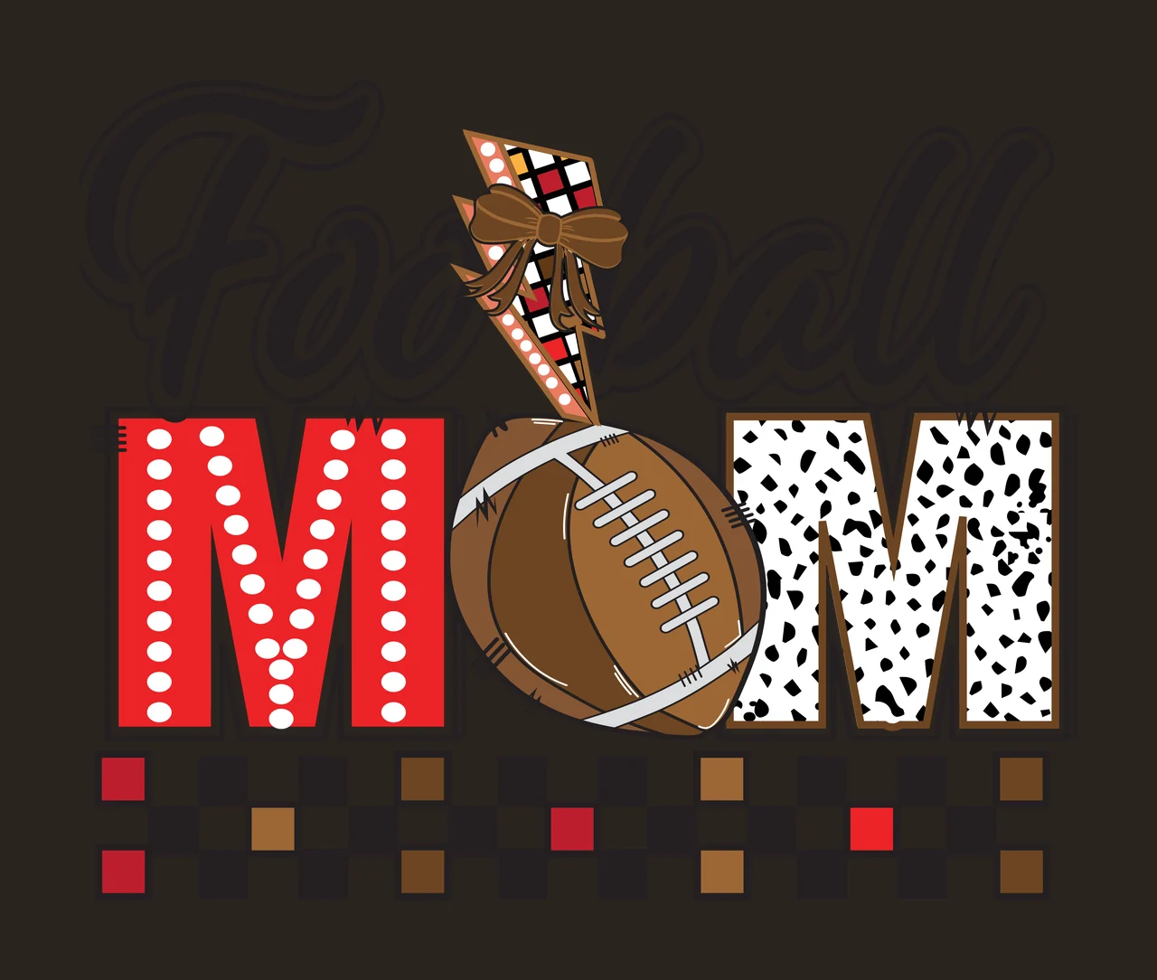 Football Mom Text And Ball Graphic display lightning bolt checkerboard contrast preview thumbnail