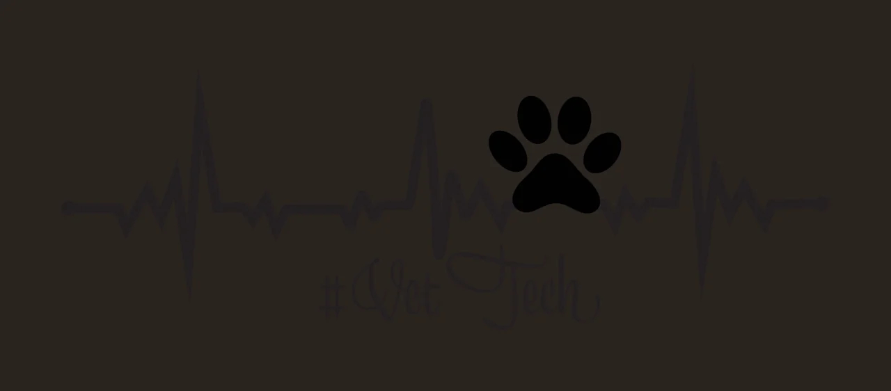 #Vet Tech Typography Design with black ECG line, black paw print and Vet Tech text in white contrast preview thumbnail