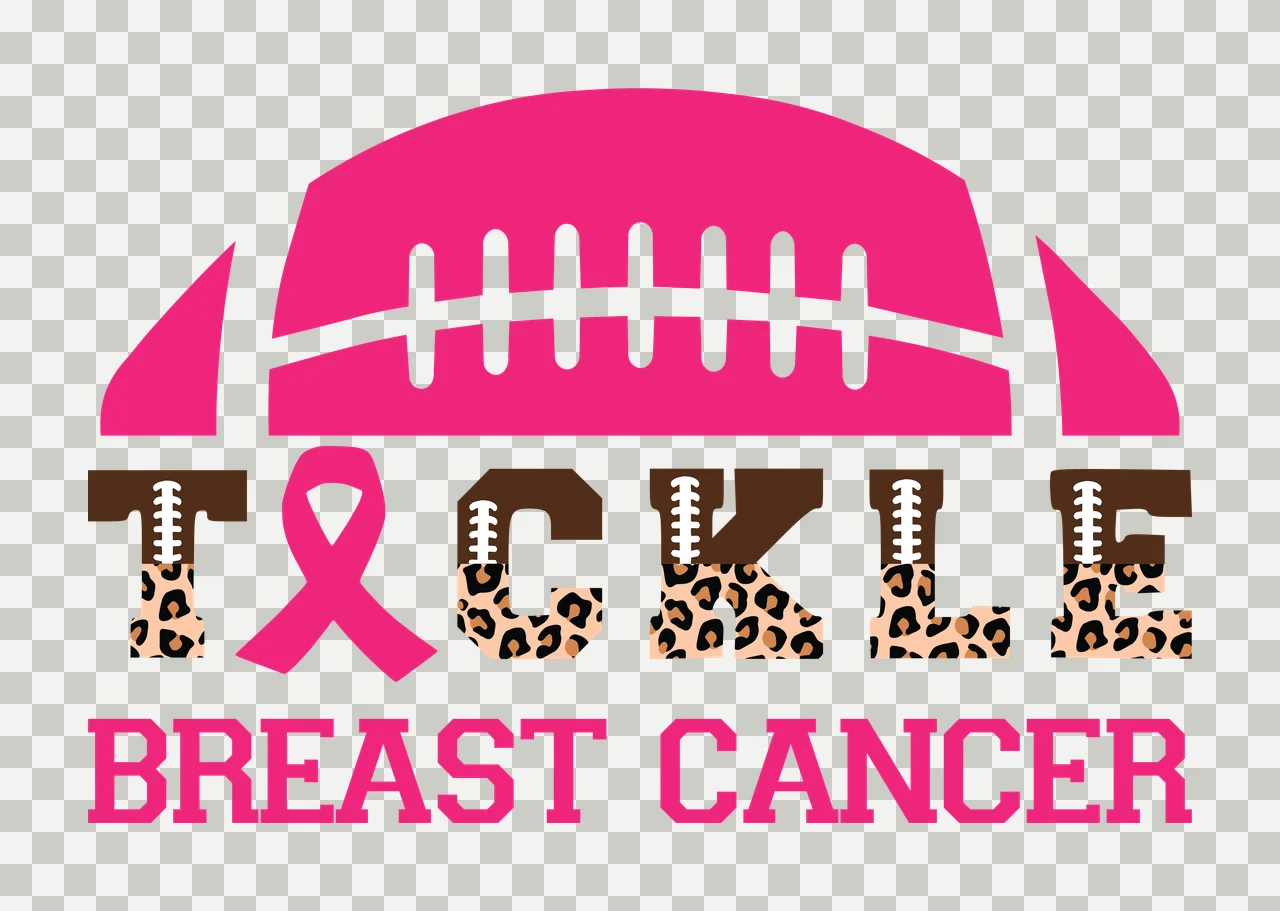 Tackle Breast Cancer Football Graphic Above Text and ribbon transparency and detail preview thumbnail