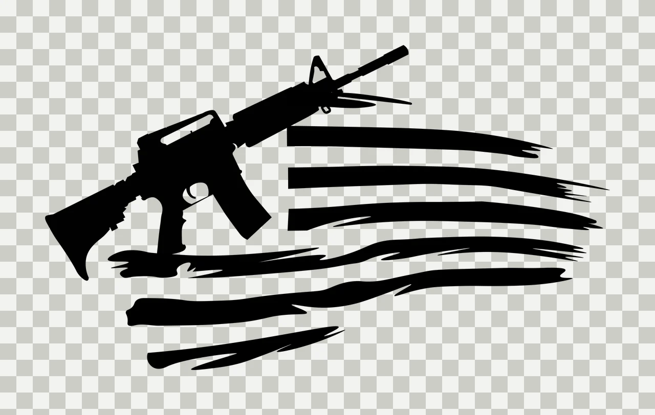 Black Silhouette Of A Rifle Over Stylized Flag gun stripes transparency and detail preview thumbnail