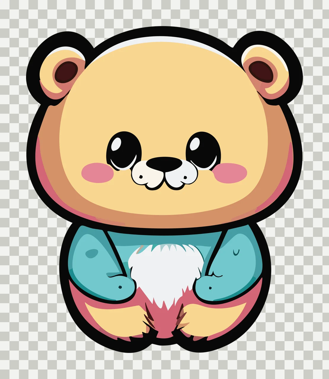 Animal Bear Silhouette Shape With Rounded Ears body black white transparency and detail preview thumbnail