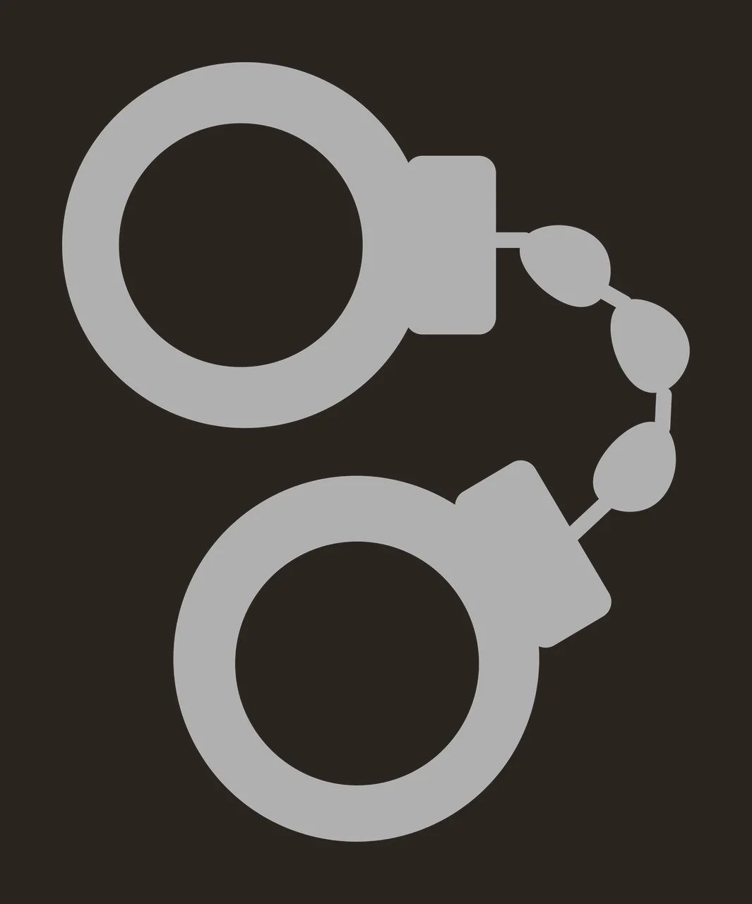 Minimalist Graphic Icon Of Black Metal Handcuffs chain links contrast preview thumbnail