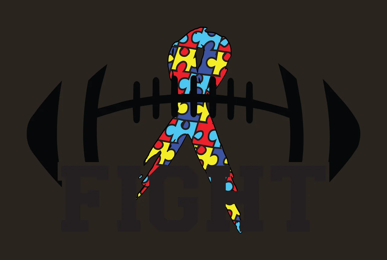 Fight Typography With Football Graphic text ribbon black white contrast preview thumbnail