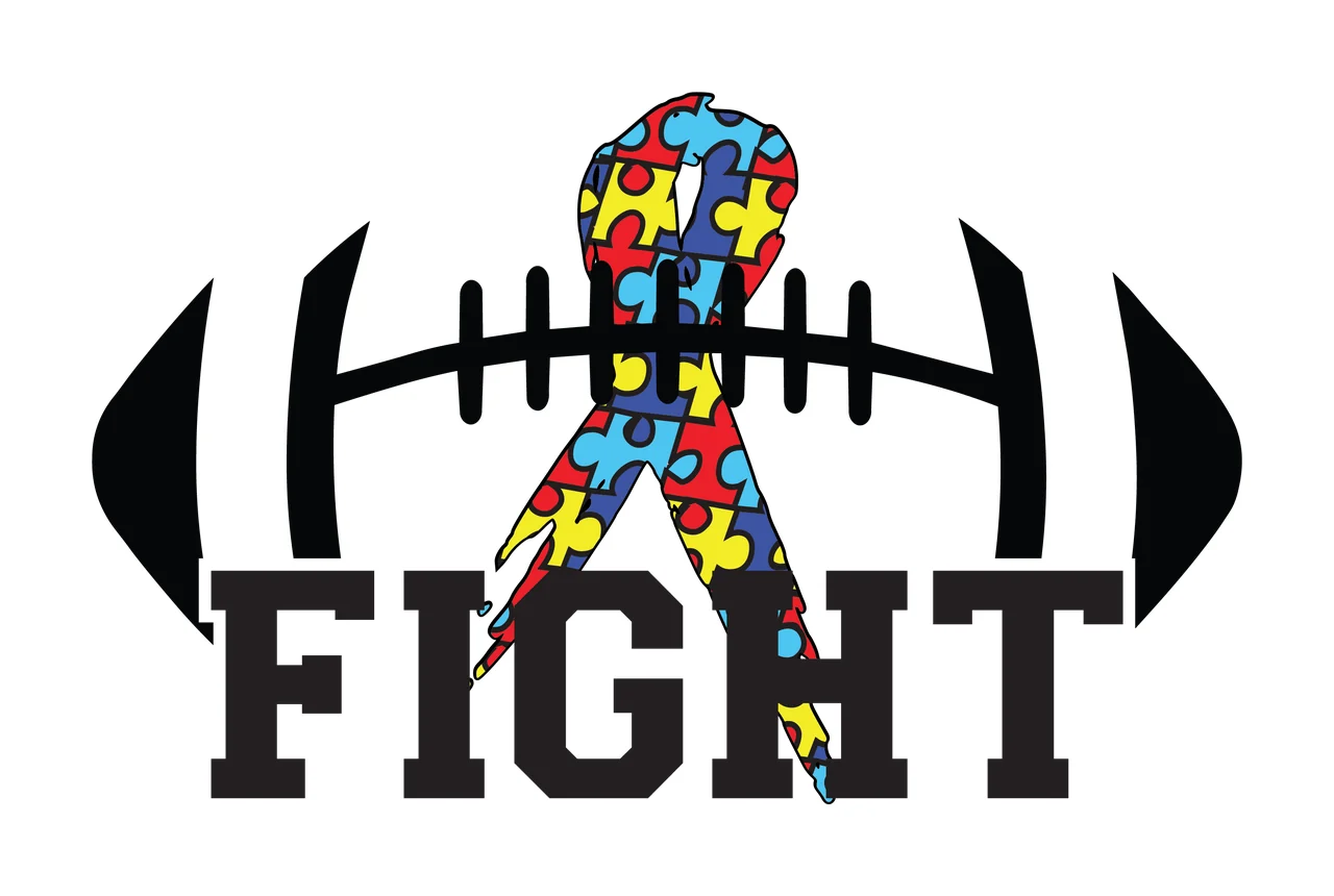 Fight Typography With Football Graphic text ribbon black white