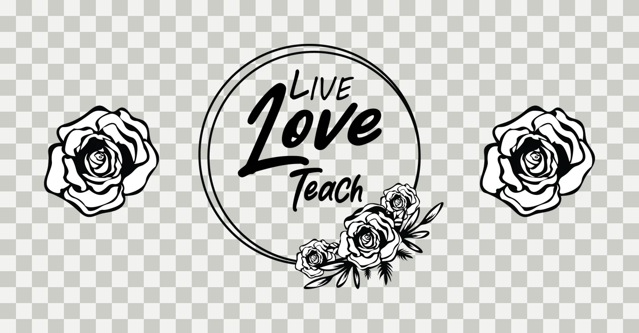 Can Glass Wrap Live Love Teach Text Inside framed circle flowers transparency and detail preview thumbnail