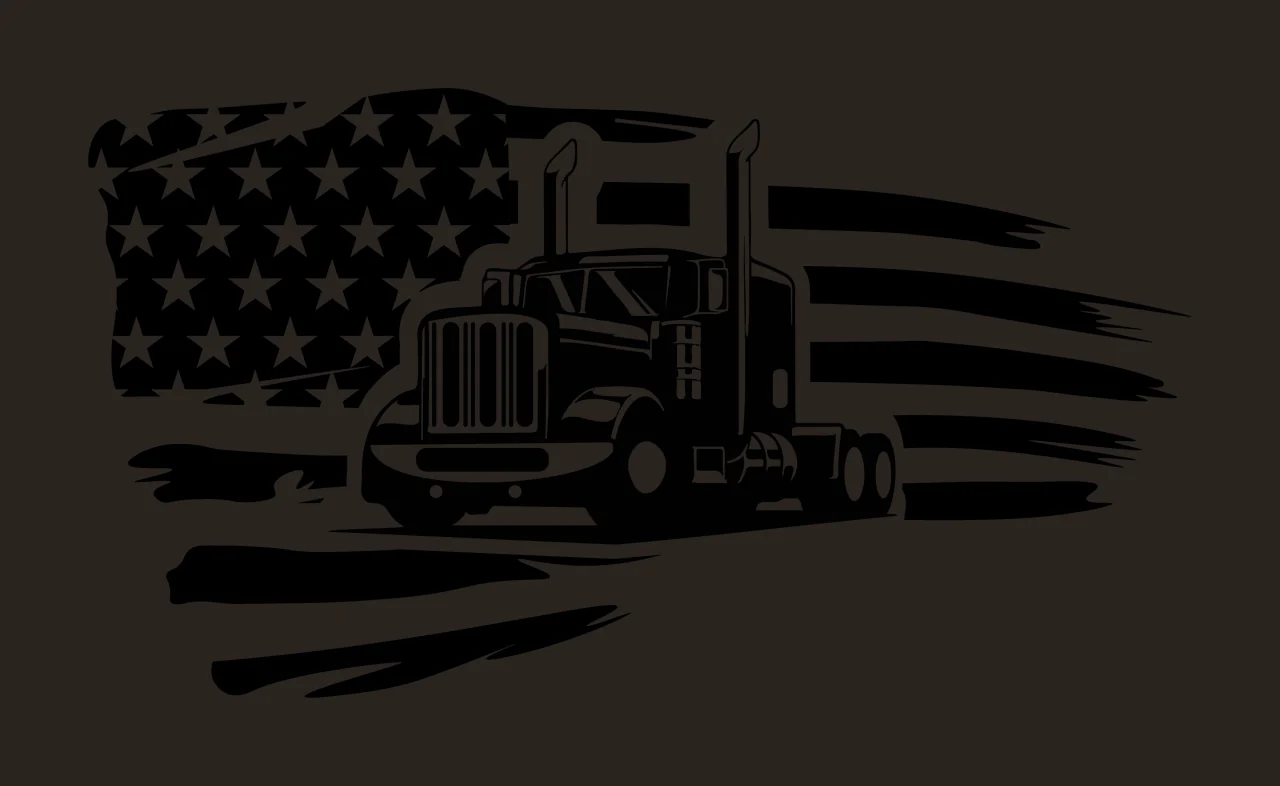 Semi Truck Flag On Distressed Background driving stars stripes contrast preview thumbnail