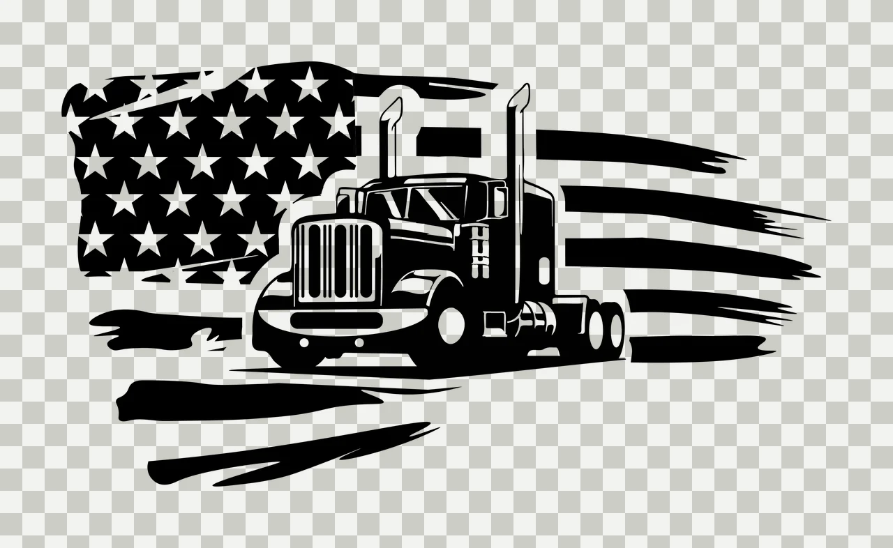 Semi Truck Flag On Distressed Background driving stars stripes transparency and detail preview thumbnail