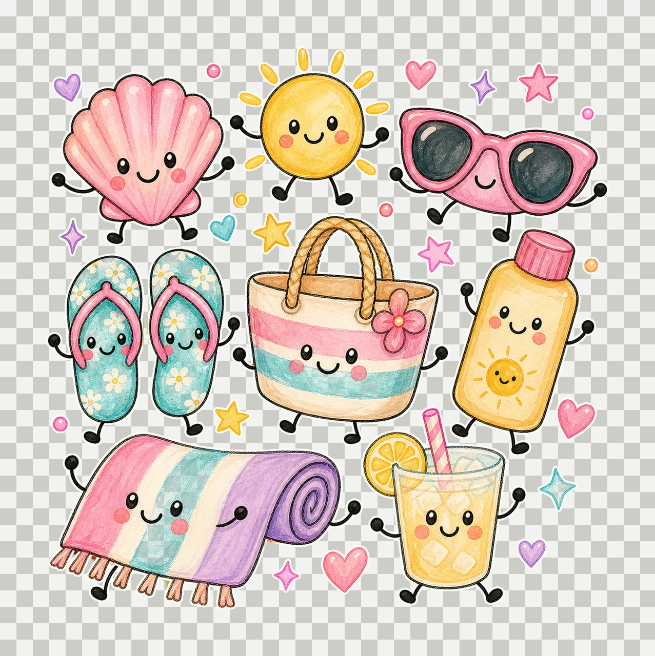 summer beach 04 cozy crayon sublimation instant shirt design transparency and detail preview thumbnail