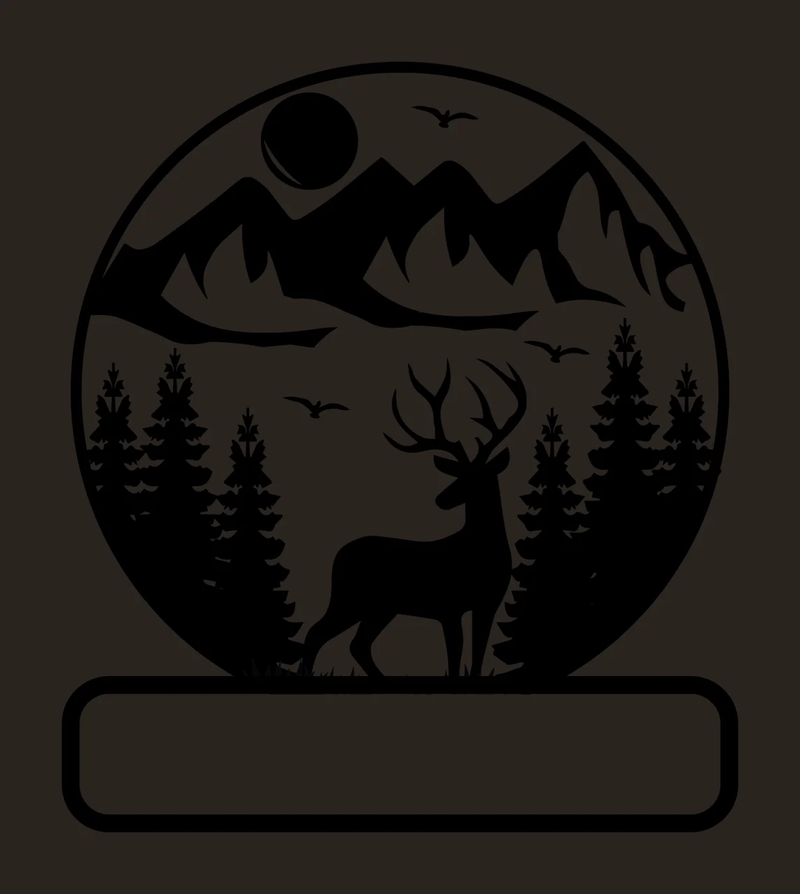 Deer Silhouette Inside Mountain Scene standing mountains trees contrast preview thumbnail