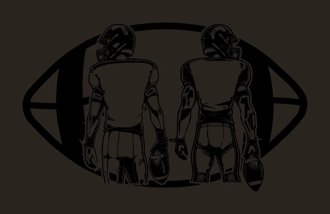 Football Players Standing Inside Shape helmets jerseys black and white contrast preview thumbnail