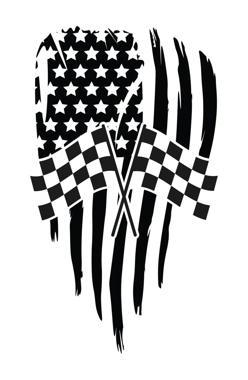 Flag Two Crossed Checkered Flags Over A Vertical striped stars