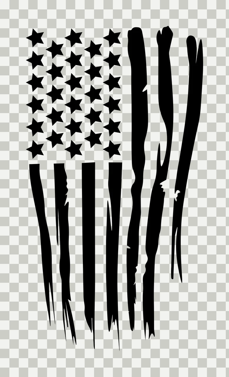 Black Flag Vertical Distressed American Silhouette stars stripes transparency and detail preview thumbnail