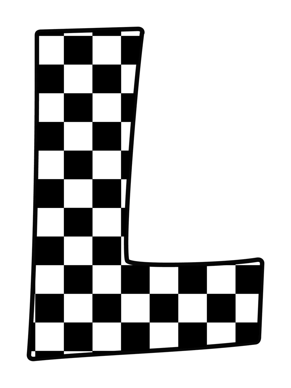 Can Glass Wrap L Checkered Pattern Letter