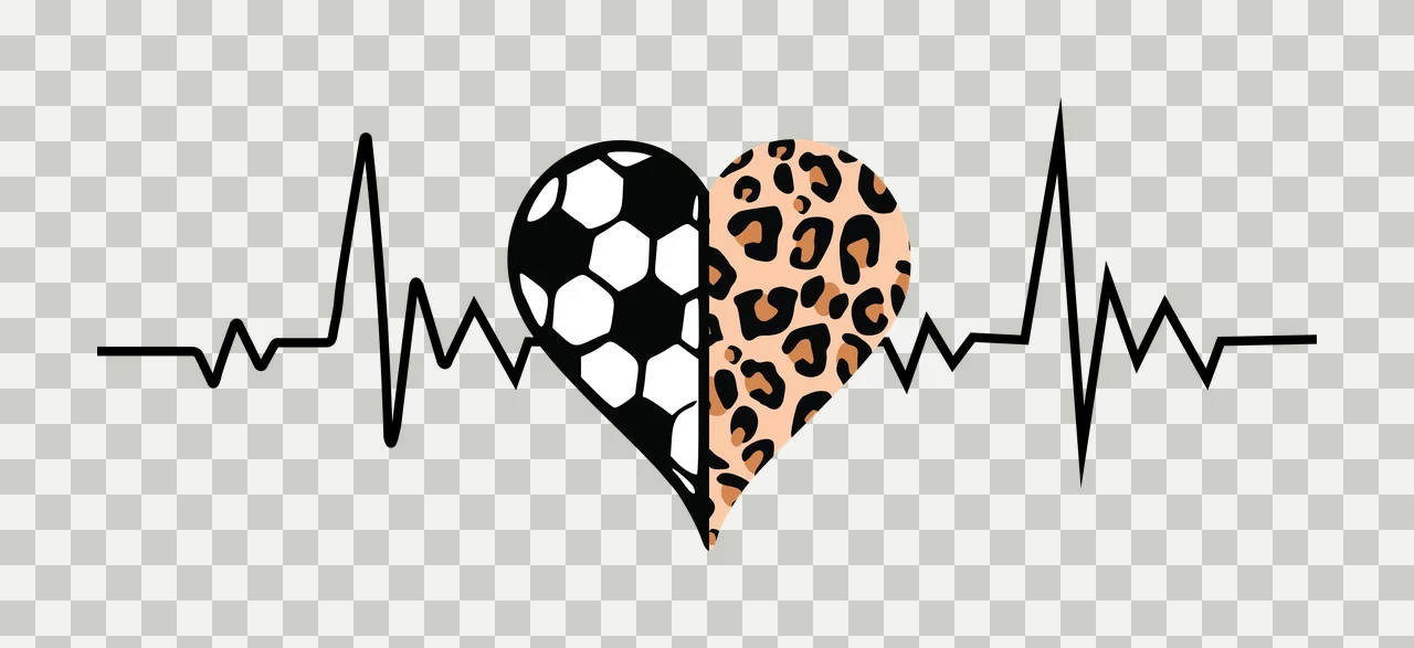 Heart Heartbeat Line With Leopard Print Half pattern graphic transparency and detail preview thumbnail