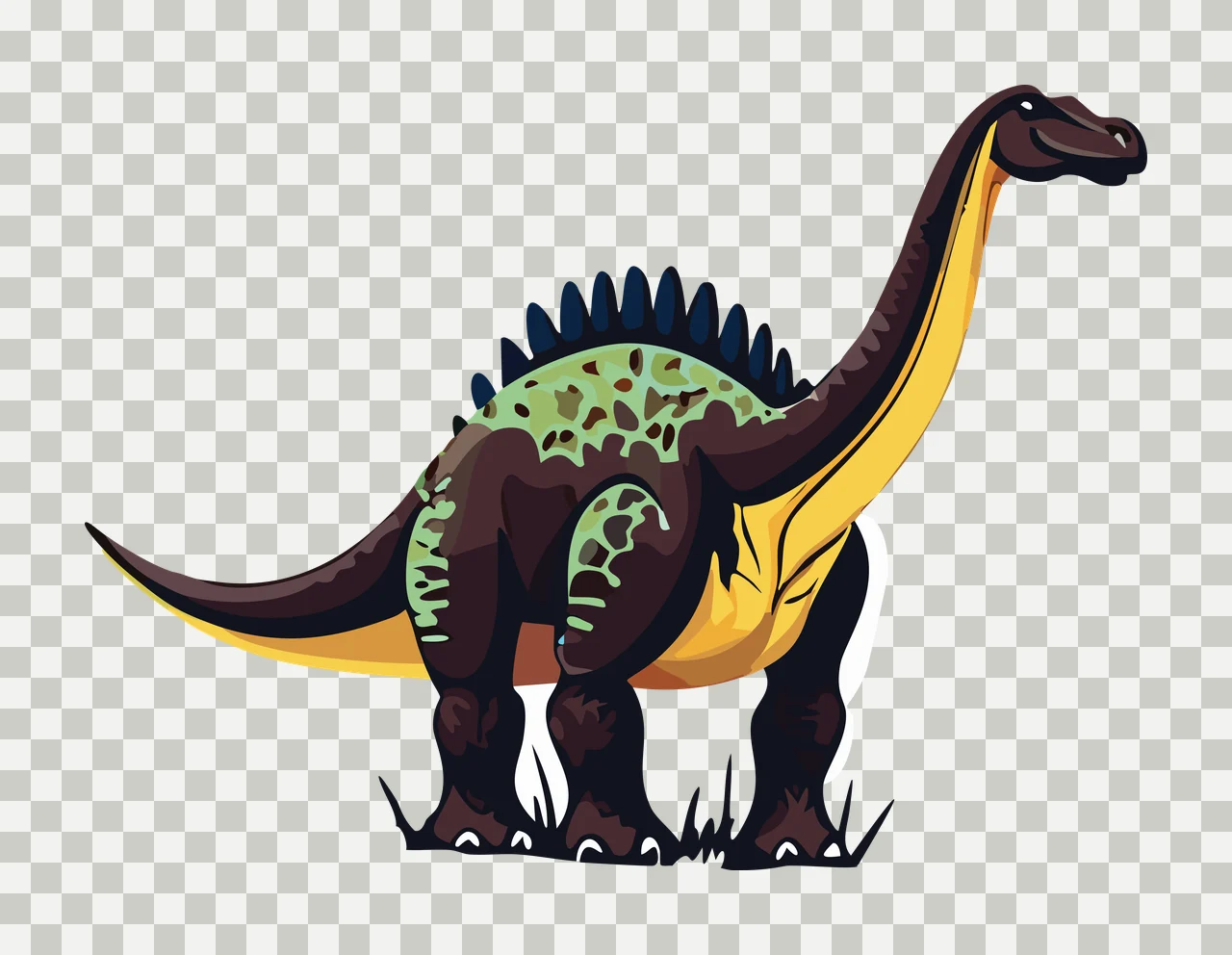 Dinosaur Silhouette With Long Tail standing body spikes black transparency and detail preview thumbnail