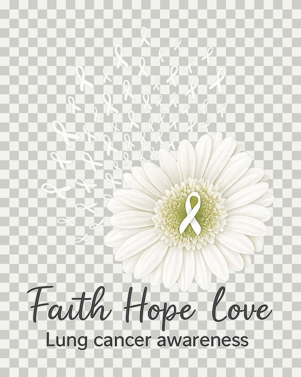 Lung Cancer Awareness White Ribbon Daisy Art for Medical transparency and detail preview thumbnail