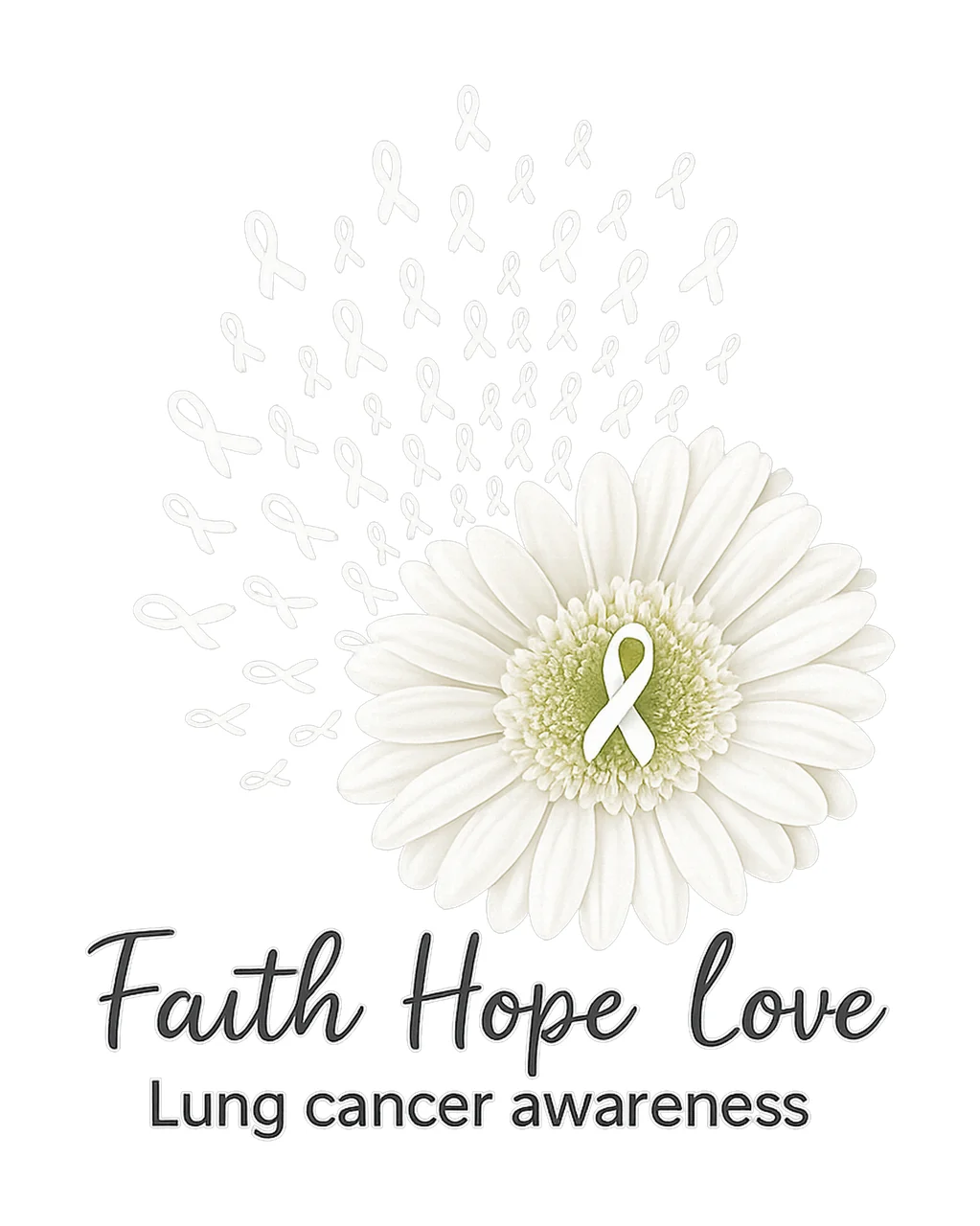 Lung Cancer Awareness White Ribbon Daisy Art for Medical