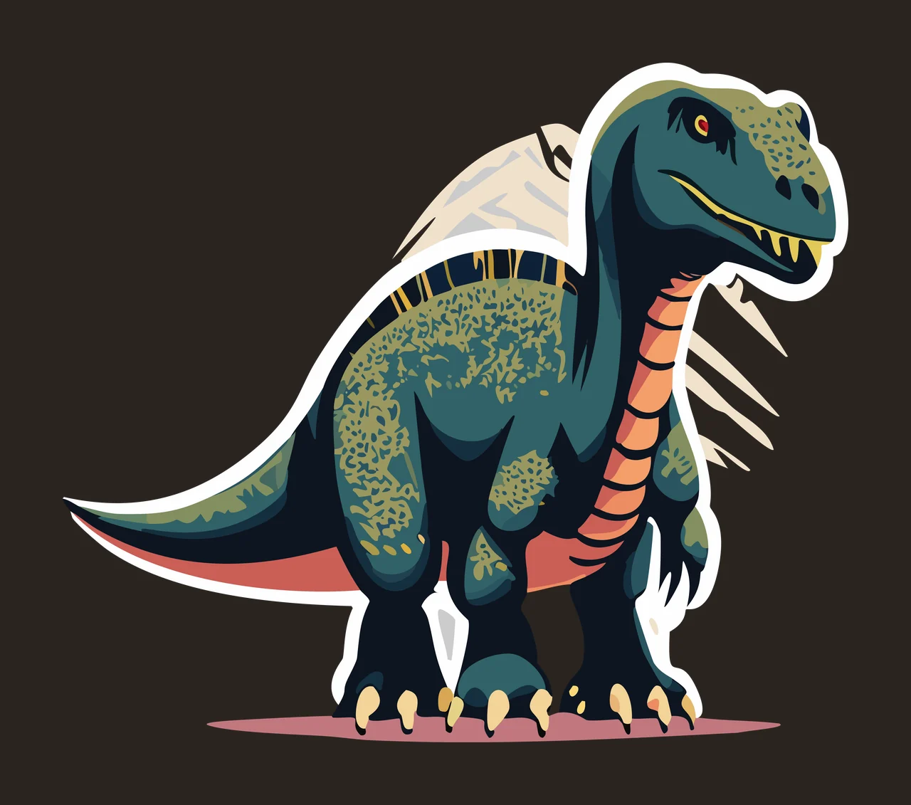 Dinosaur Silhouette With Decorative Patterns standing black contrast preview thumbnail