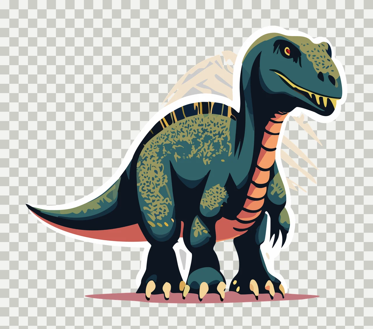 Dinosaur Silhouette With Decorative Patterns standing black transparency and detail preview thumbnail