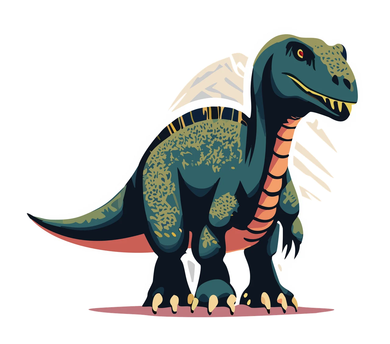 Dinosaur Silhouette With Decorative Patterns standing black