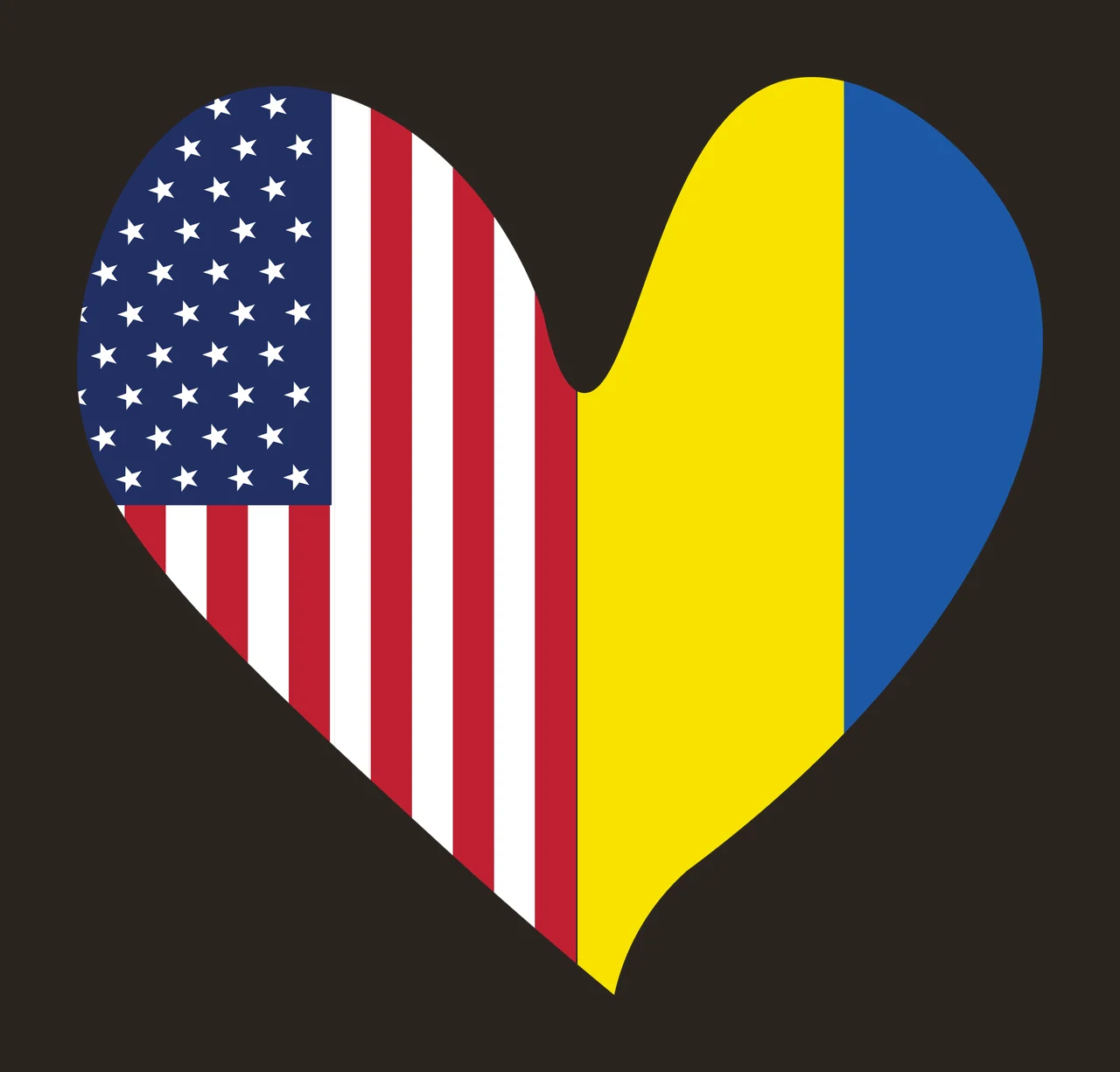 Heart-shaped flag composition Illustration with heart shape, American flag pattern stars and stripes, Romanian flag pattern yellow and blue vertical and red stripes in white contrast preview thumbnail
