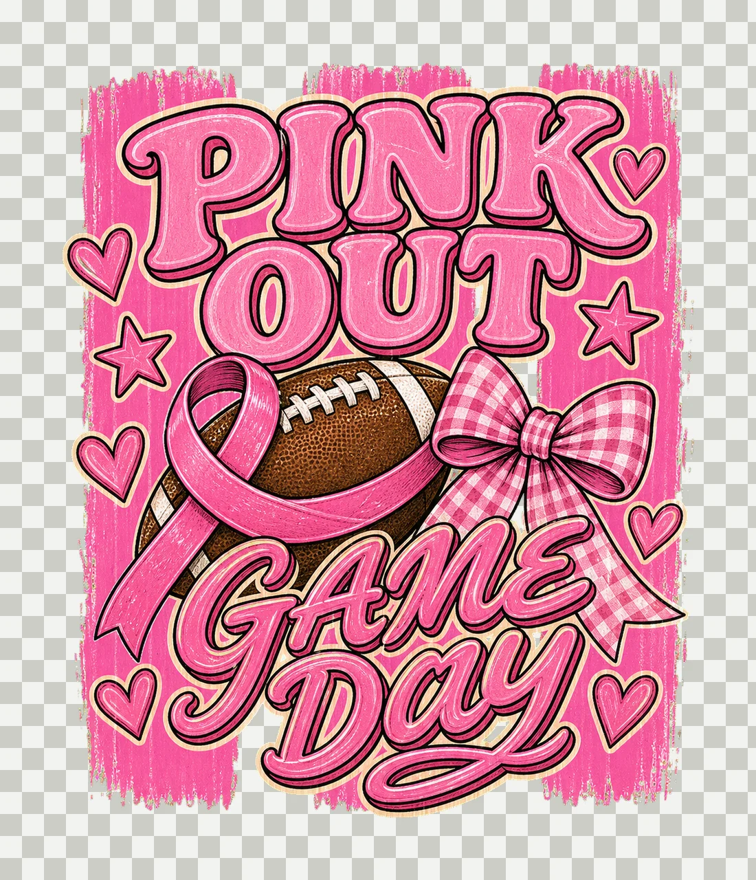 Pink Out Game Day Breast Cancer Football Design Variation C transparency and detail preview thumbnail