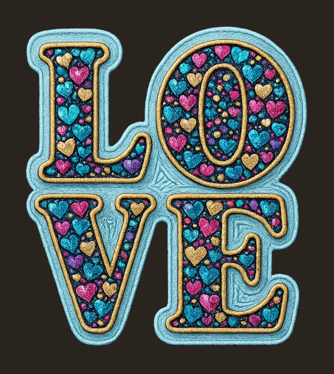Love sequin embroidery preppy Valentine design coquette love contrast preview thumbnail