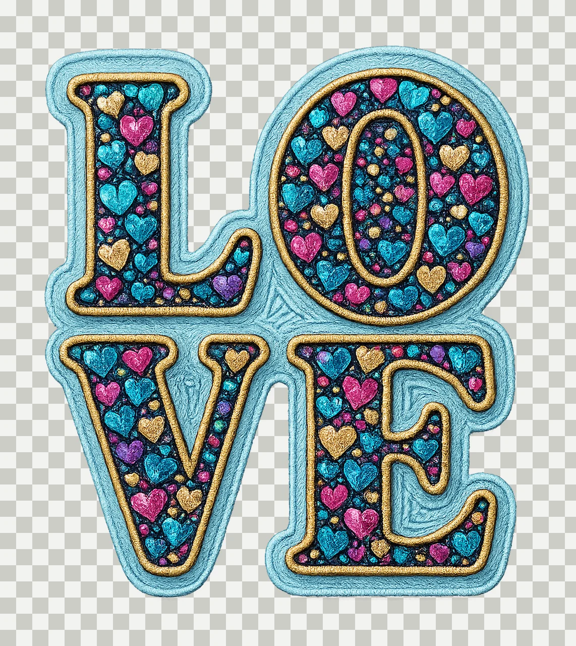 Love sequin embroidery preppy Valentine design coquette love transparency and detail preview thumbnail