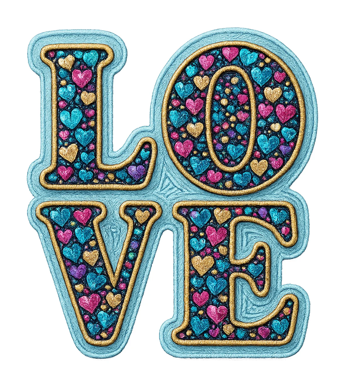 Love sequin embroidery preppy Valentine design coquette love