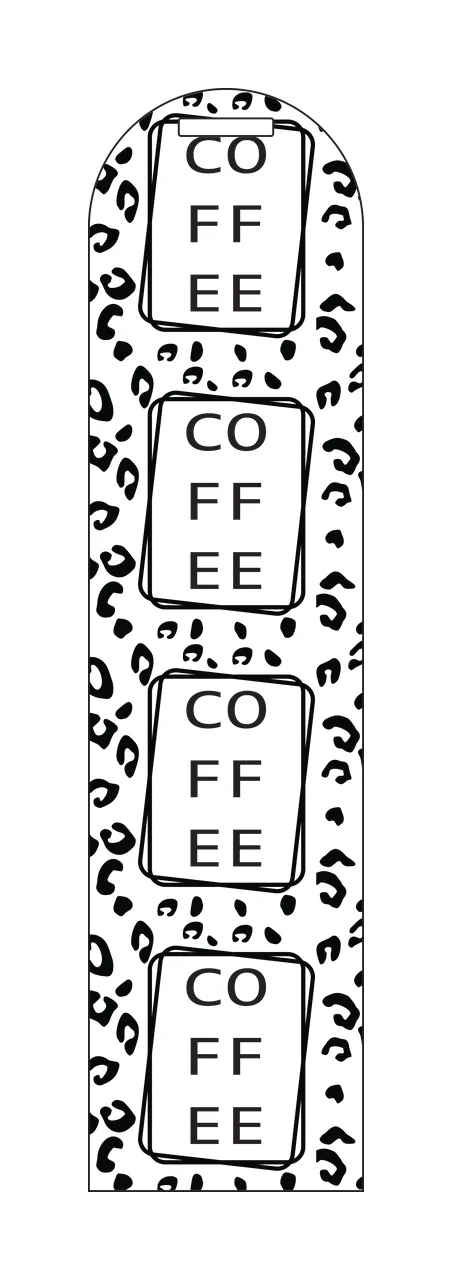 Coffee Text Labels On Leopard Pattern stacked rectangles black