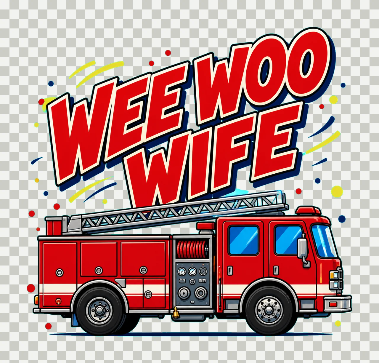 Wee Woo Wife Firefighter Wife Sublimation Design Side View transparency and detail preview thumbnail