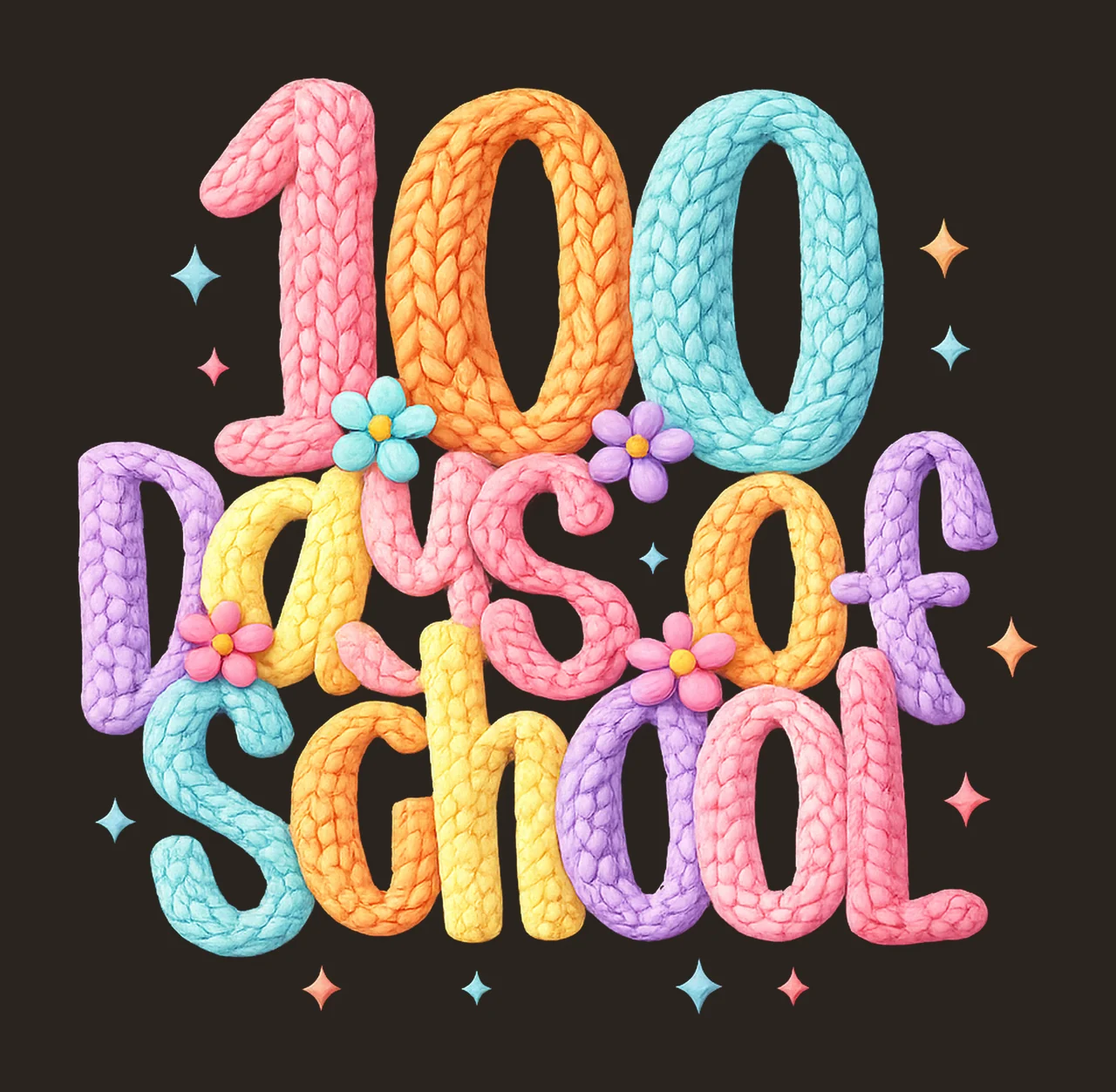 Latch Hook Yarn 100 Days of School Crochet Design Teacher contrast preview thumbnail
