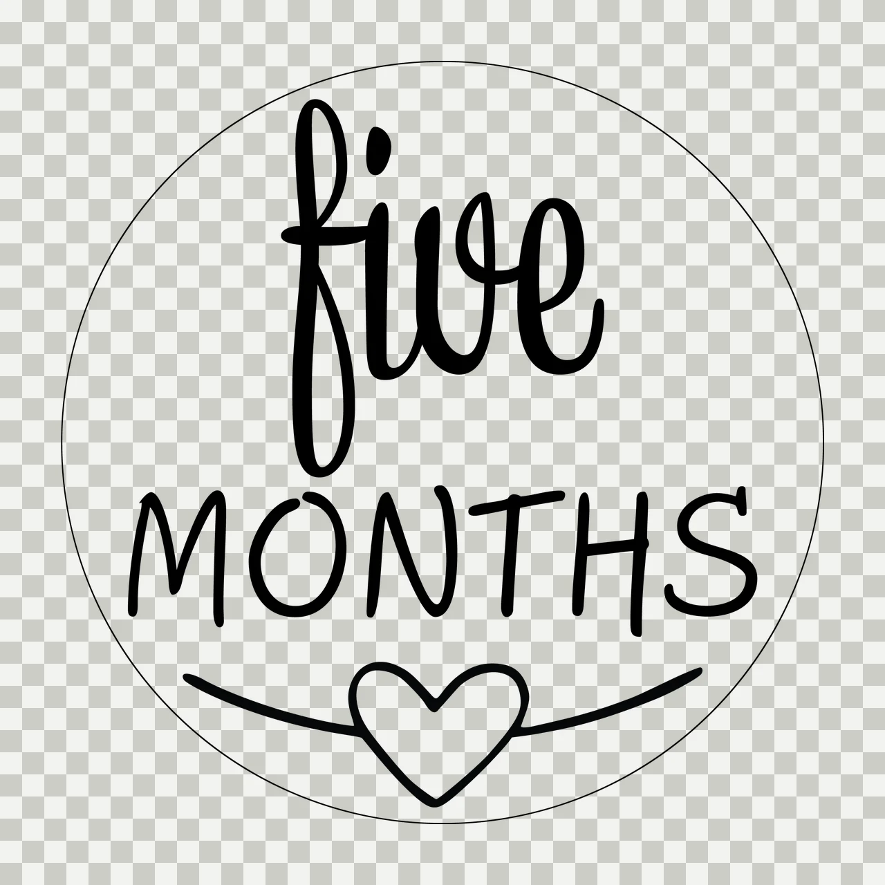 Baby Milestone Five Months Circular Graphic With Handwritten Text in a transparency and detail preview thumbnail