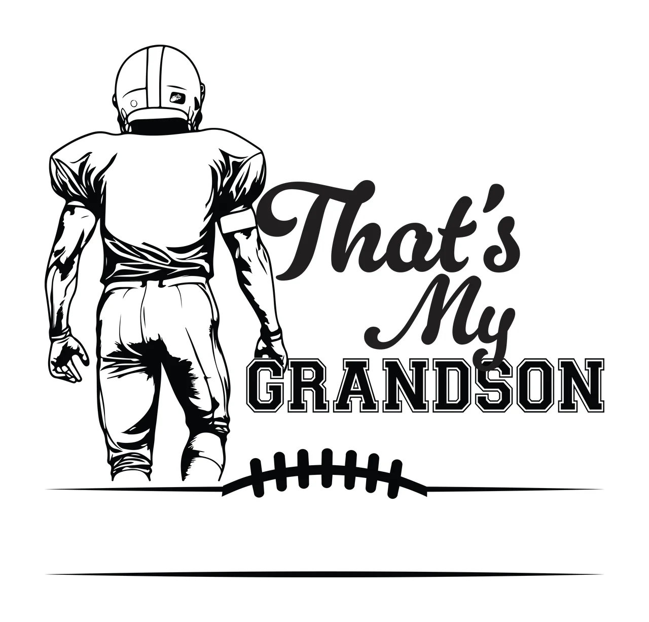 Football Player Illustration standing helmet line art Variation