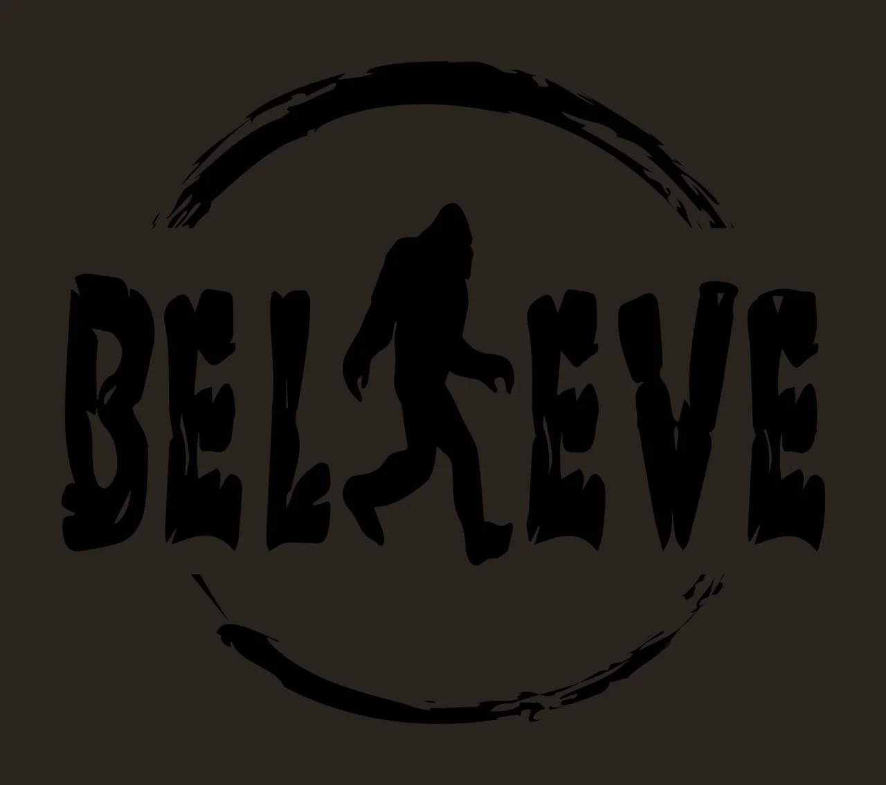 Bigfoot Silhouette Walking With Text And Circle contrast preview thumbnail