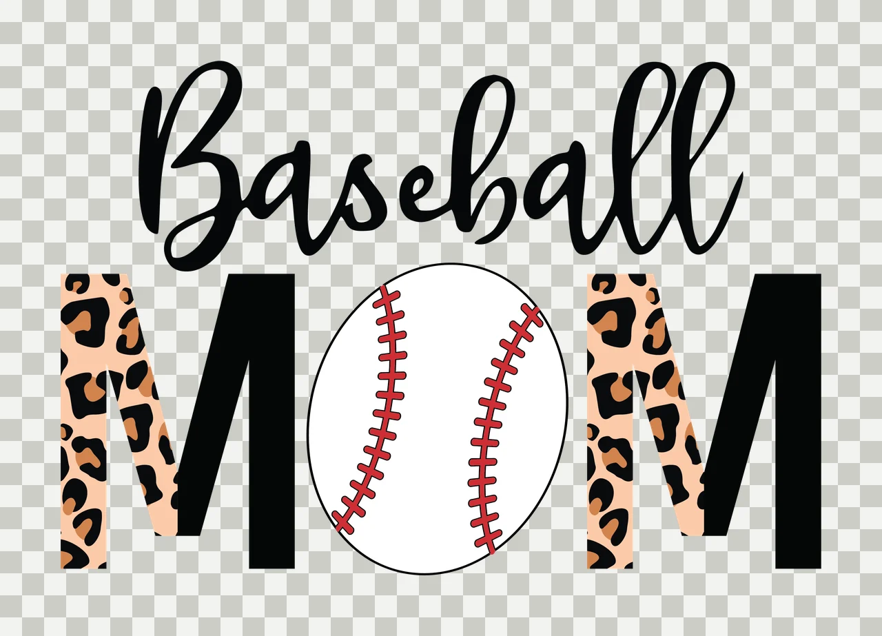 Baseball Mom Text With Ball Center black mother typography transparency and detail preview thumbnail