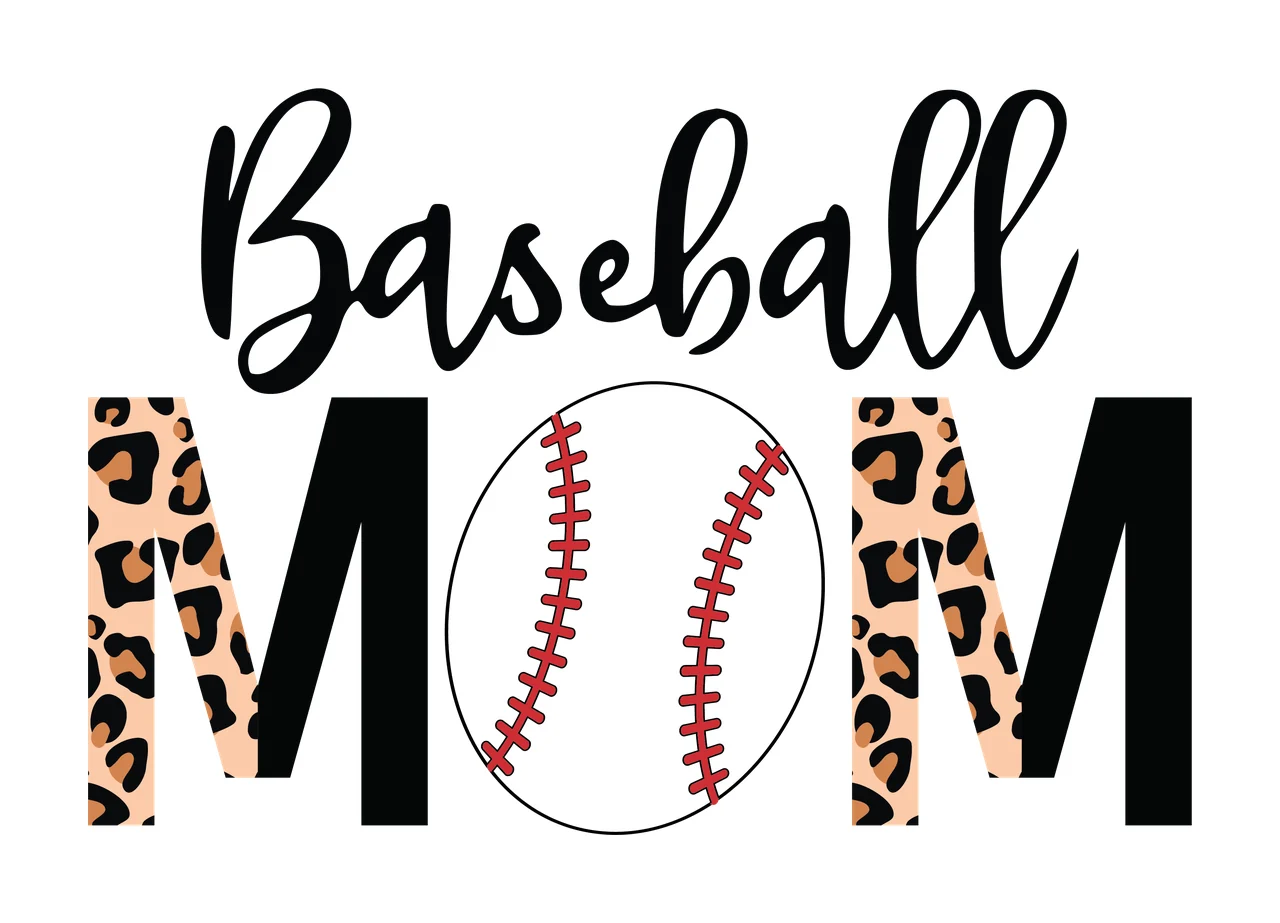 Baseball Mom Text With Ball Center black mother typography
