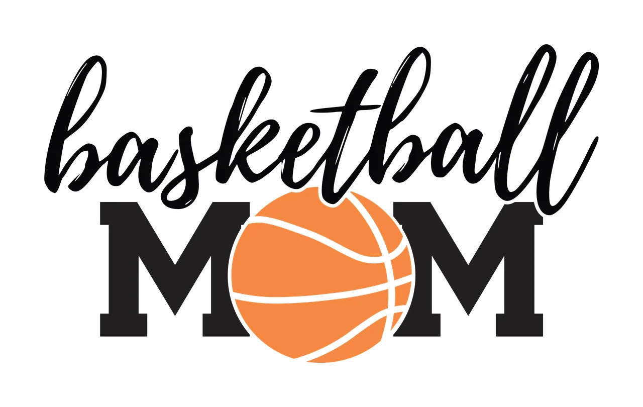 Basketball Mom Text With Ball written black white plain typography